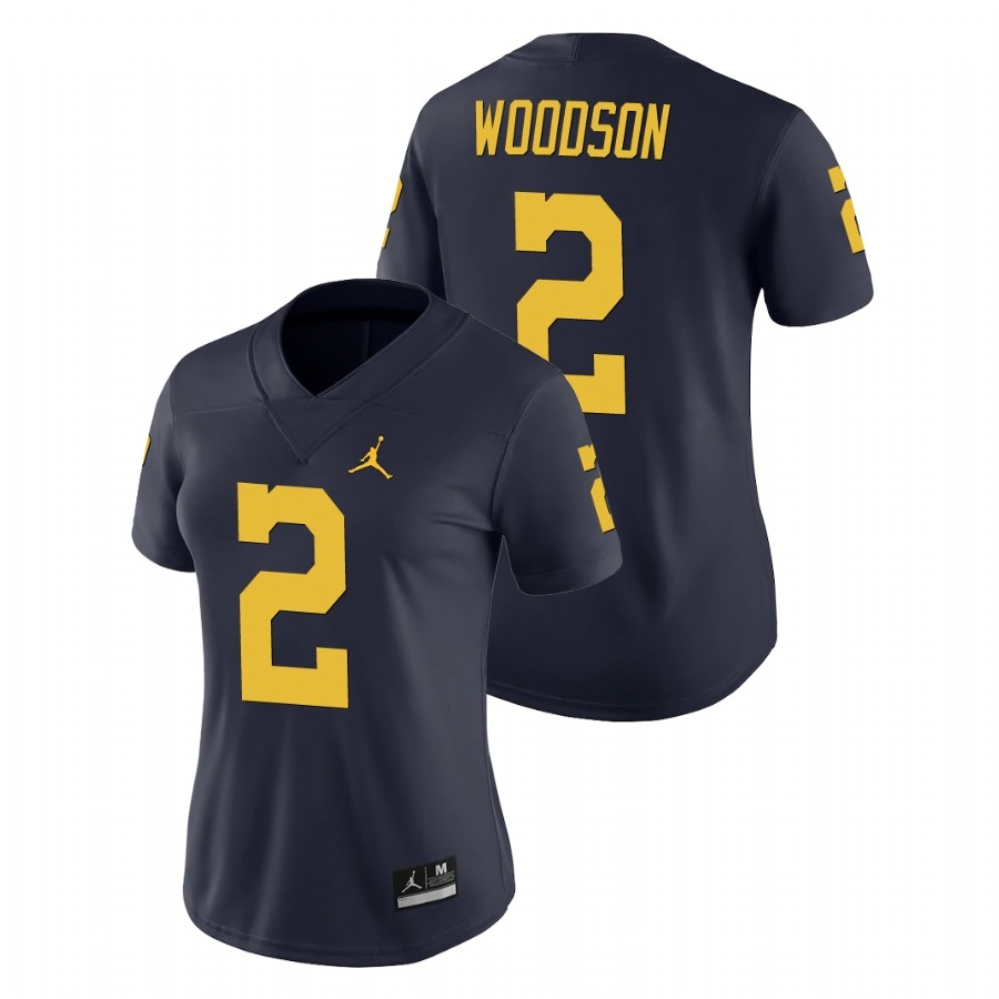 Michigan Wolverines Women's NCAA Charles Woodson #2 Navy Game College Football Jersey YOF7149EI